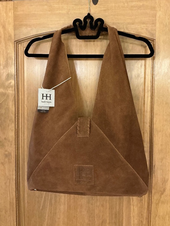 Haute Hippie Handbags - NWT Haute Hippie Triangle Suede Hobo Bag